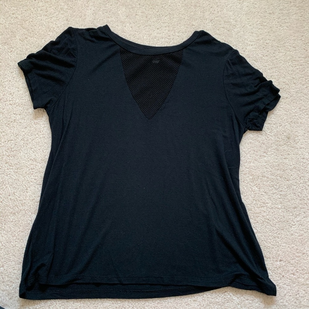 Black Mesh Vneck